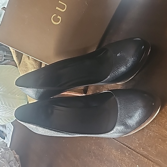 Gucci Designer Pumps, Sz 9, Black, Leather, 4" Heel, Sem' Round Toe, 3/4" Platfo - Picture 10 of 11